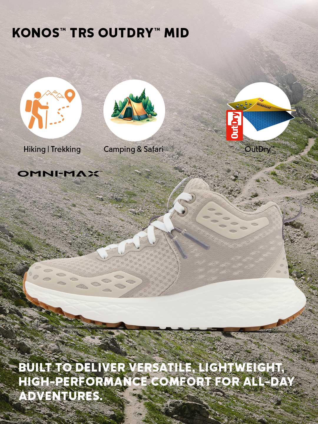 Columbia Women’s Beige OutDry Konos TRS Waterproof Hiking & Trekking Shoes