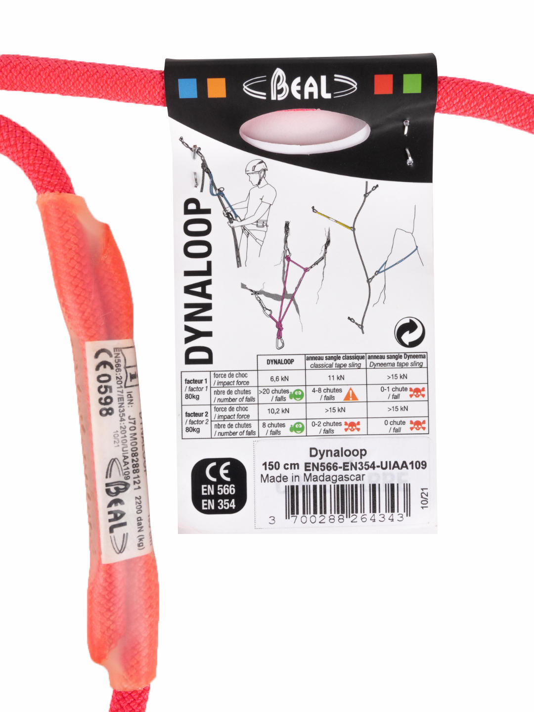 Beal Unisex Pink DYNALOOP 150 CM PINK