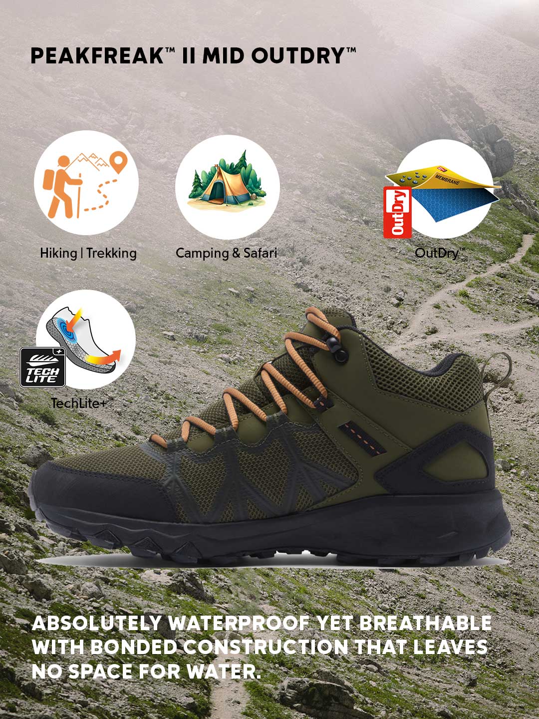 Columbia Men's Olive Green OutDry Peakfreak II Waterproof Hiking & Trekking Shoes