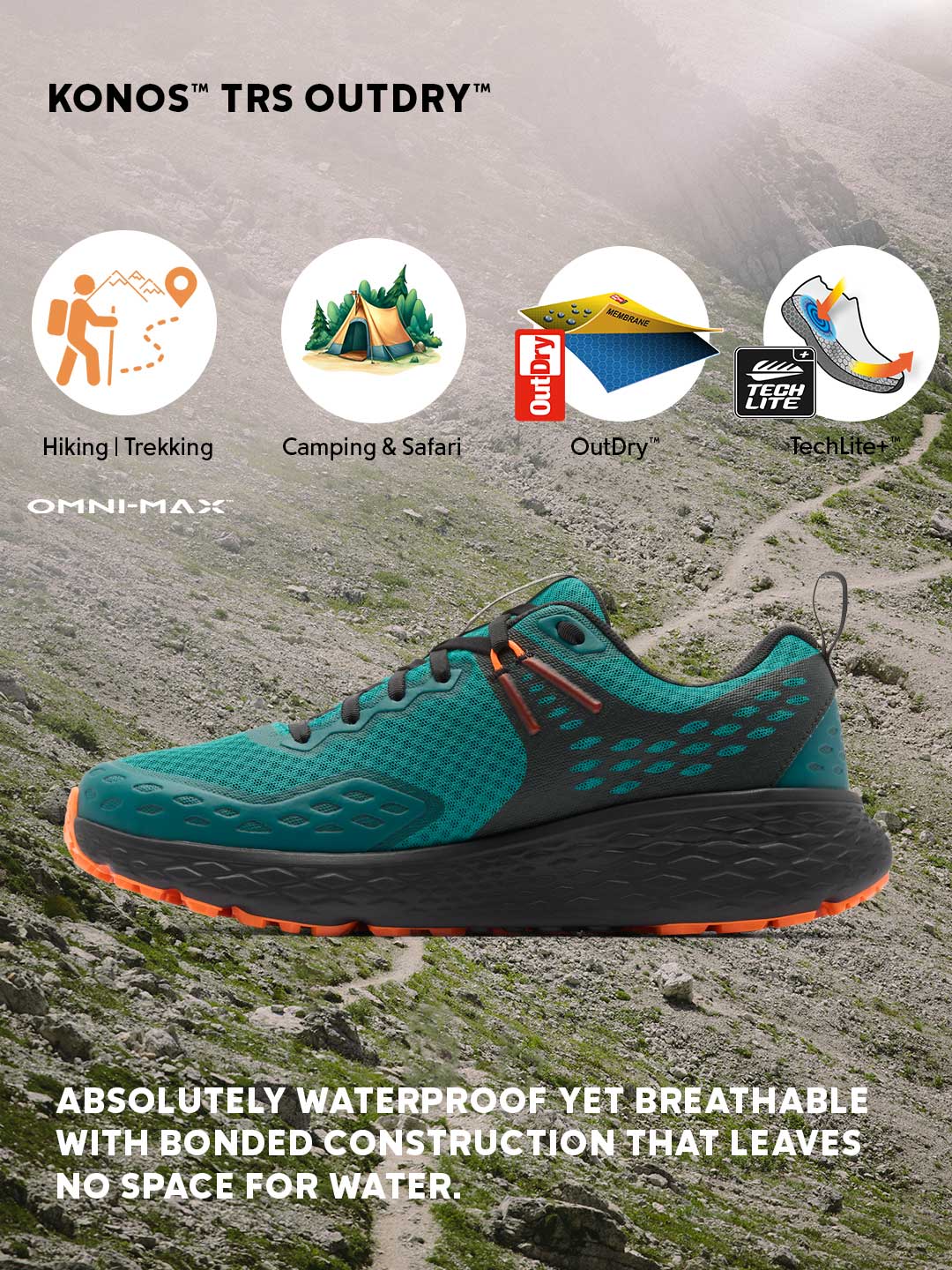 Columbia Men's Teal OutDry Konos TRS Hiking Shoes with Full Waterproof Protection