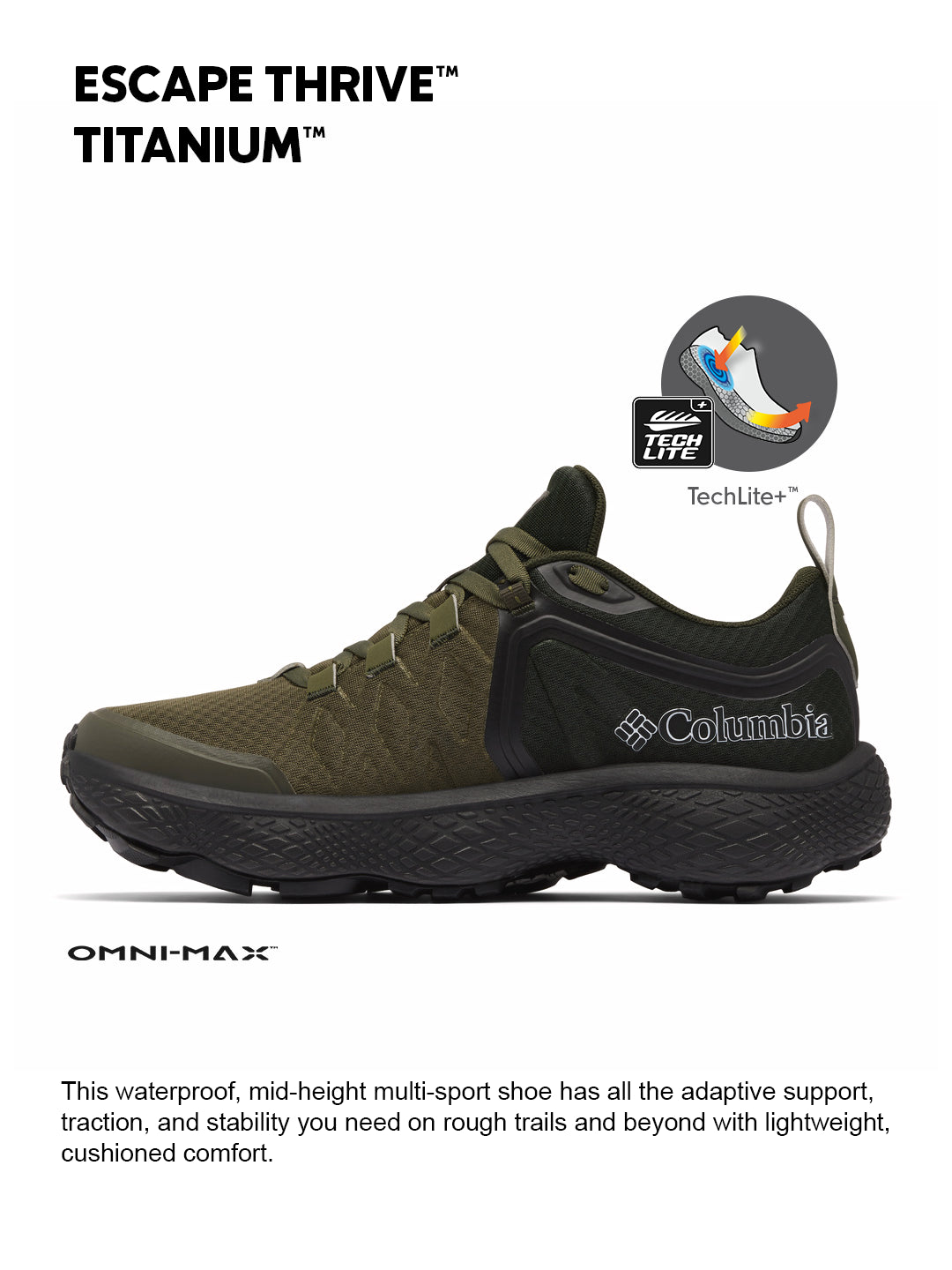 Columbia Men Green OmniMax Escape Thrive Titanium Hiking and Trekking Shoes