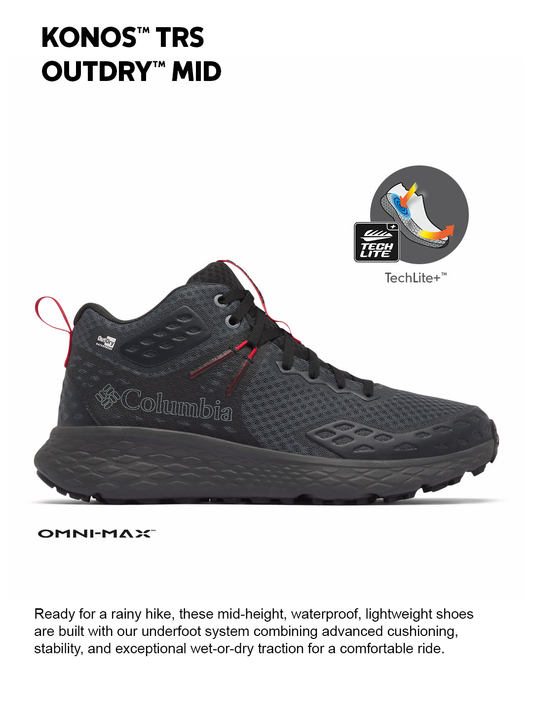 Columbia Men Grey OmniMax Konos TRS Waterproof Hiking and Trekking Shoes