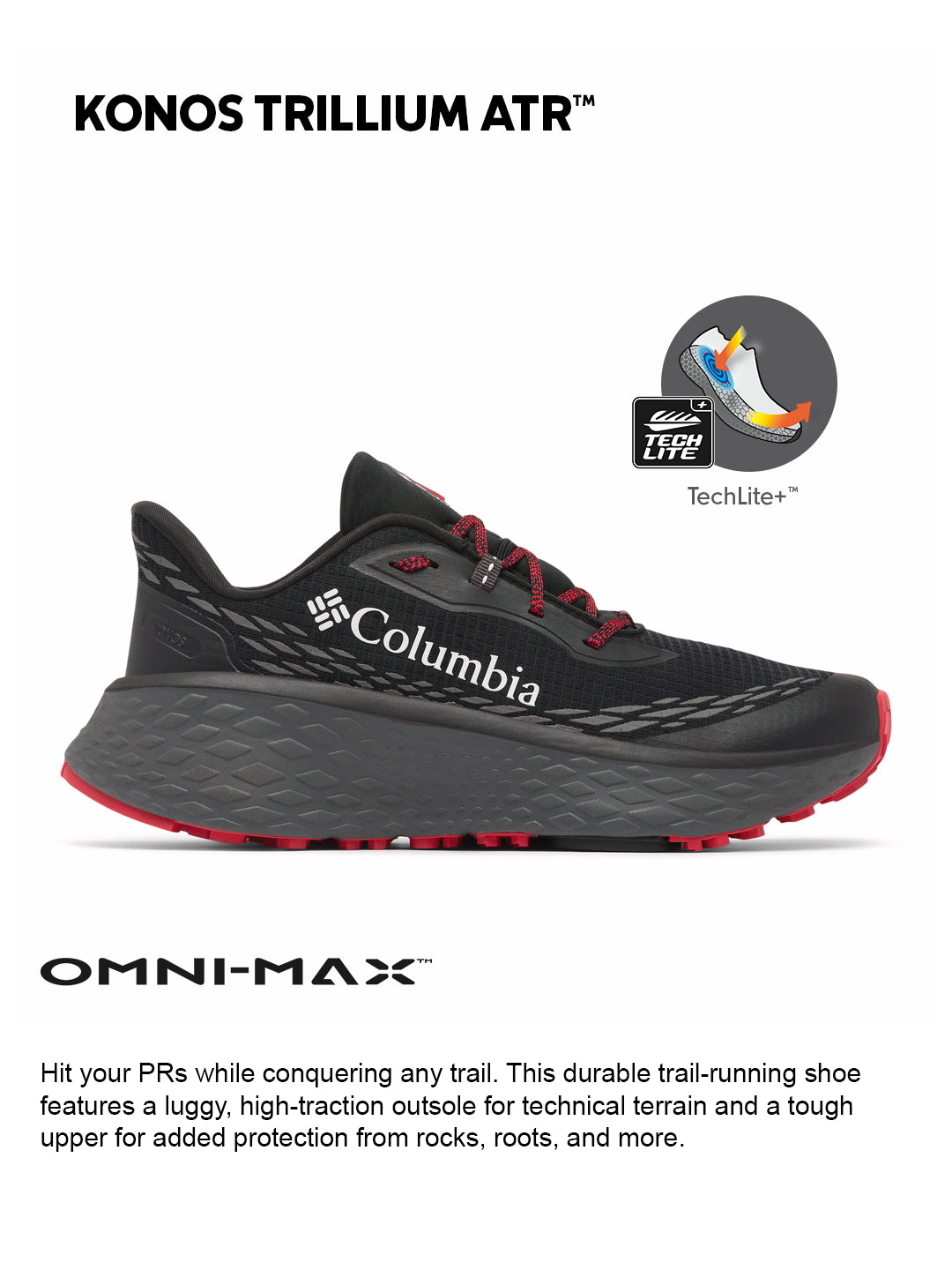 Columbia Men Black OmniMax Konos Trillium ATR Trail Running Shoes