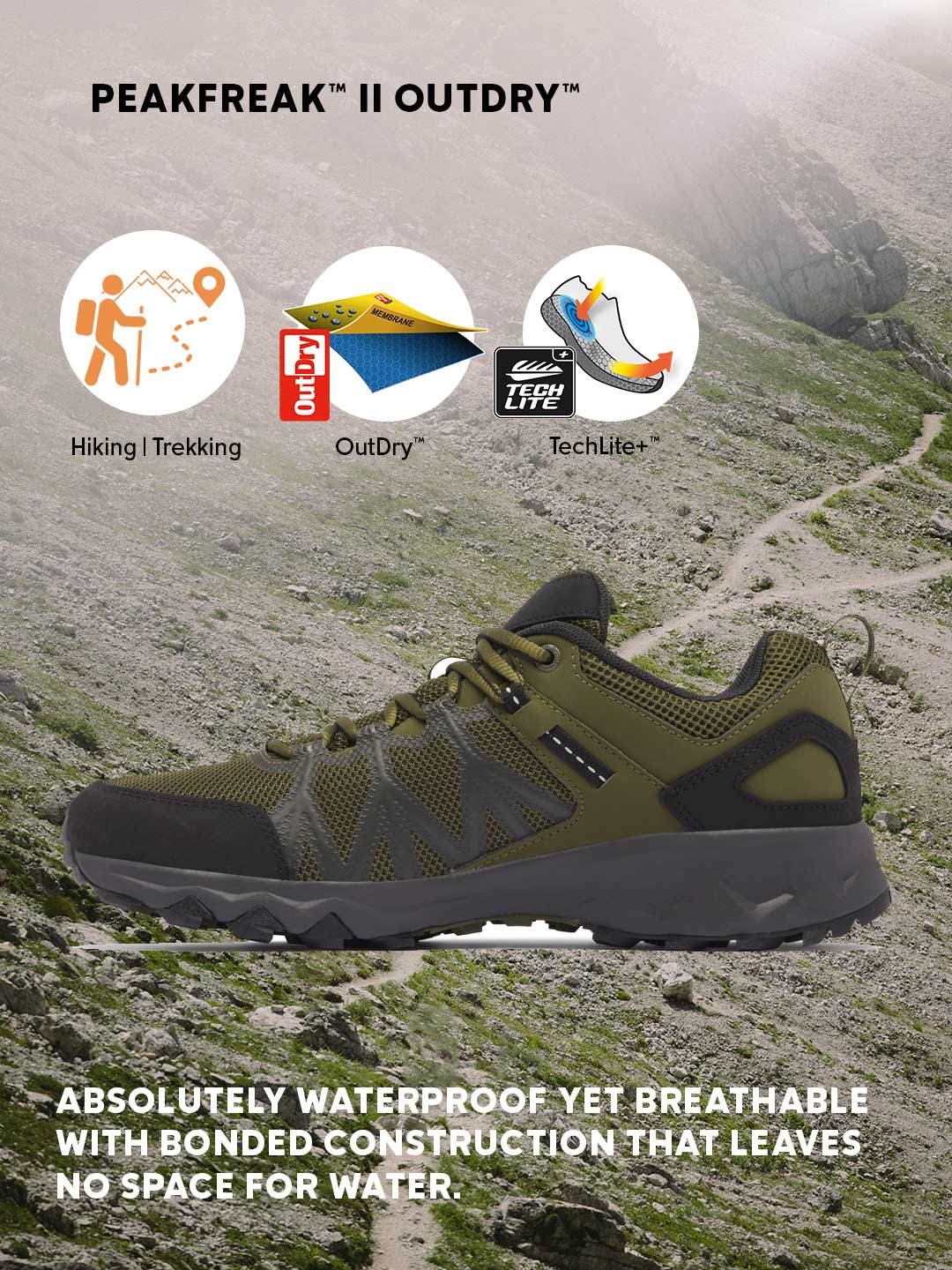 Columbia Men's Olive Green OutDry Peakfreak II Waterproof Hiking Shoes