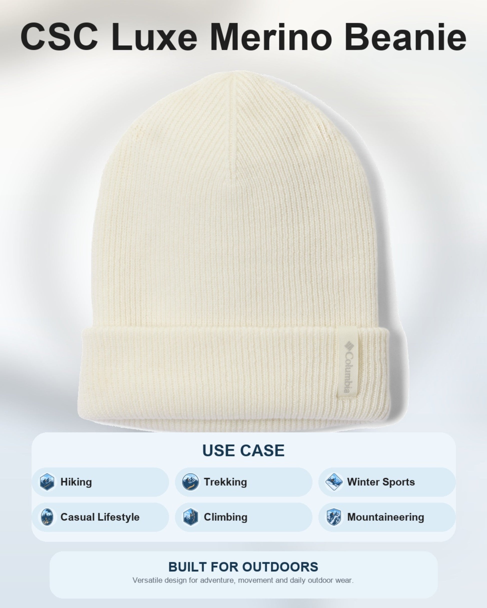 Columbia Women White CSC Luxe Merino Beanie