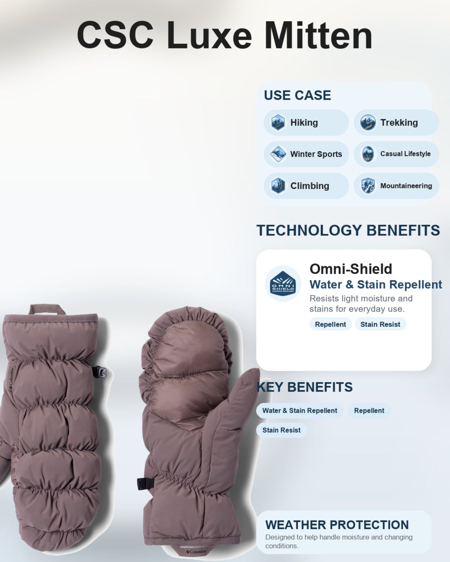 Columbia Women Brown Omni-Shield CSC Luxe Mitten