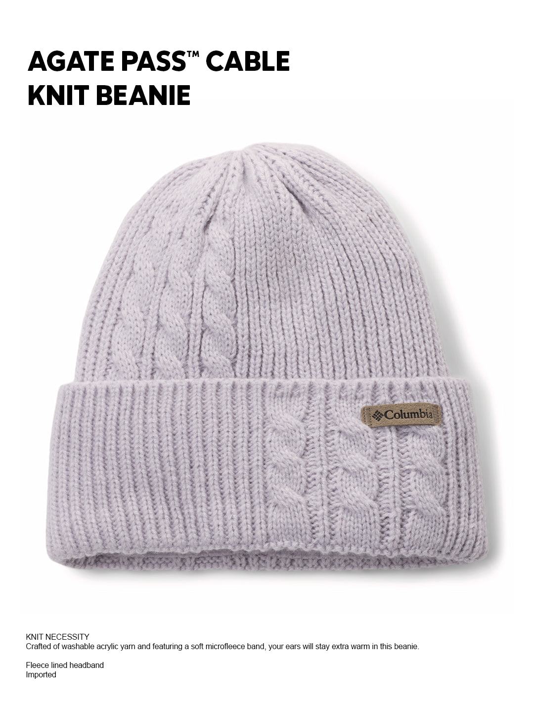 Columbia Women Purple Agate Pass Cable Knit Beanie