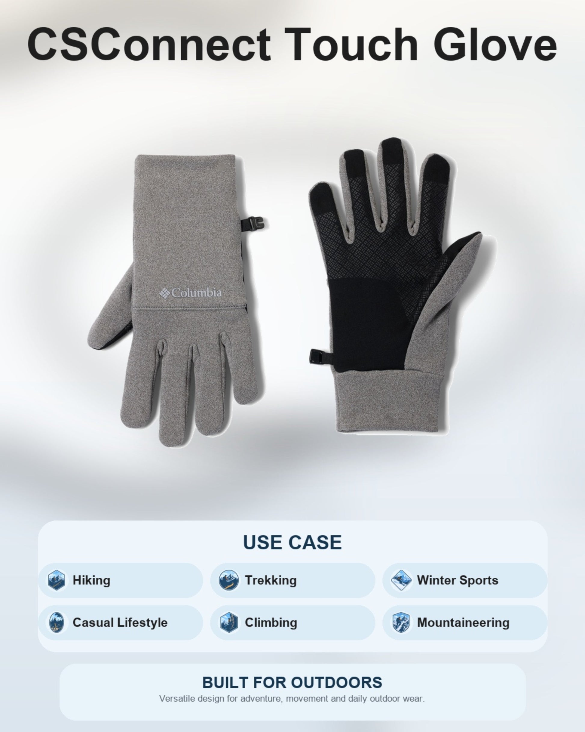 Columbia Men Grey CSConnect Touch Gloves