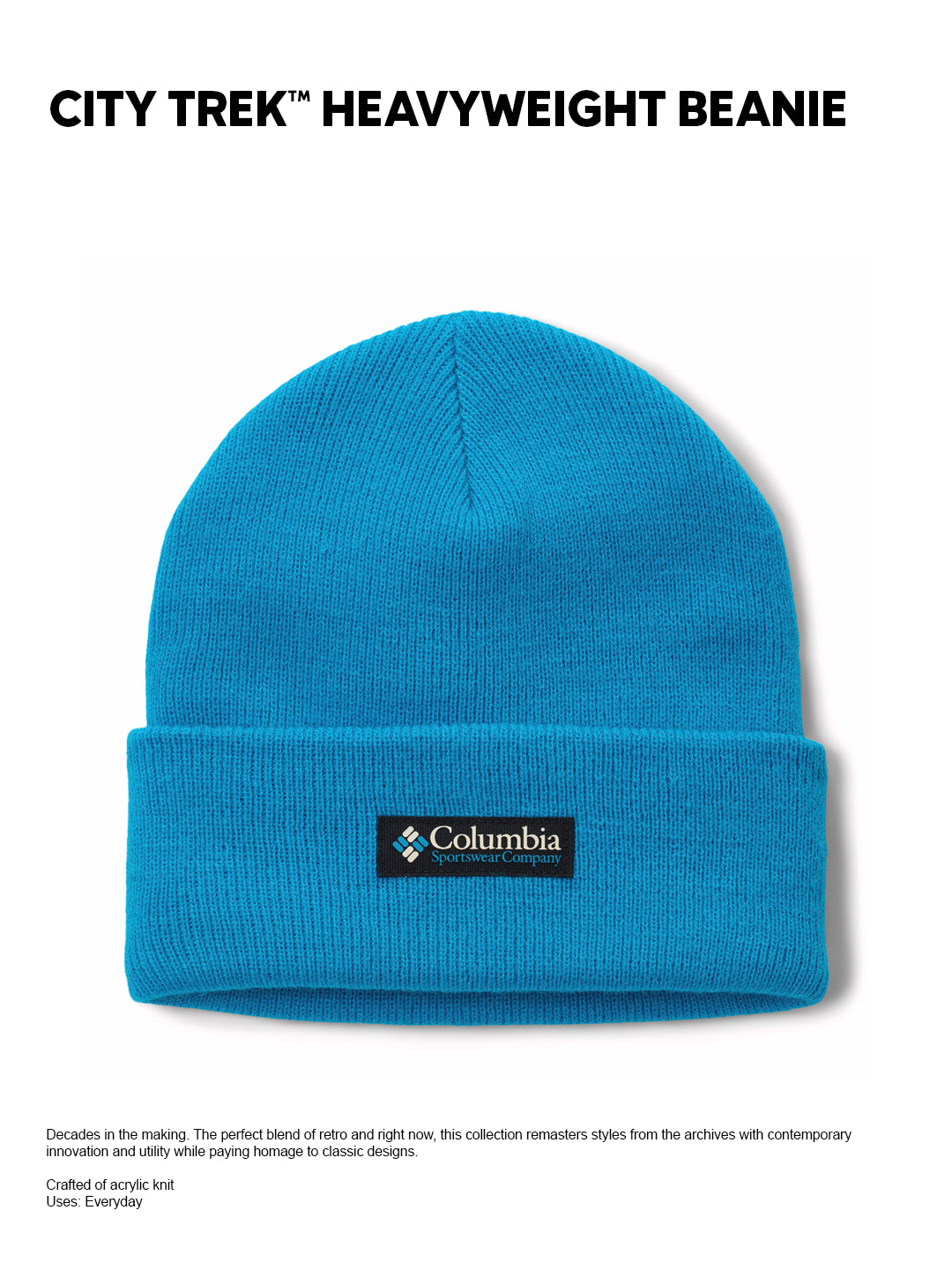 Columbia Unisex Blue City Trek Heavyweight Beanie