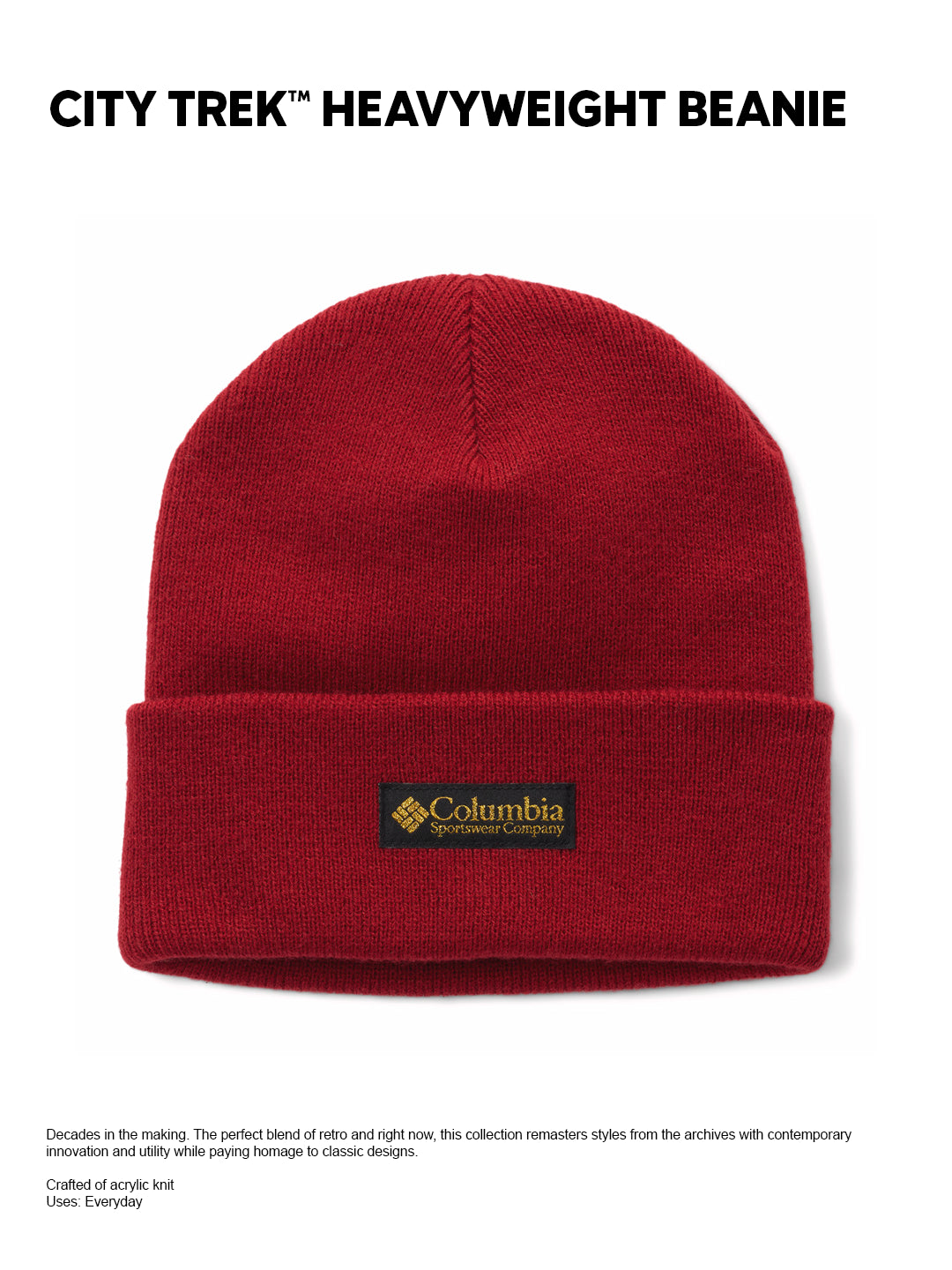 Columbia Unisex Red City Trek Heavyweight Beanie