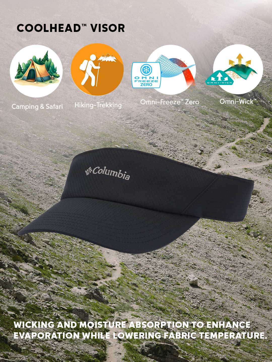 Columbia Omni-Freeze Coolhead Visor – Unisex Black Visor Hat