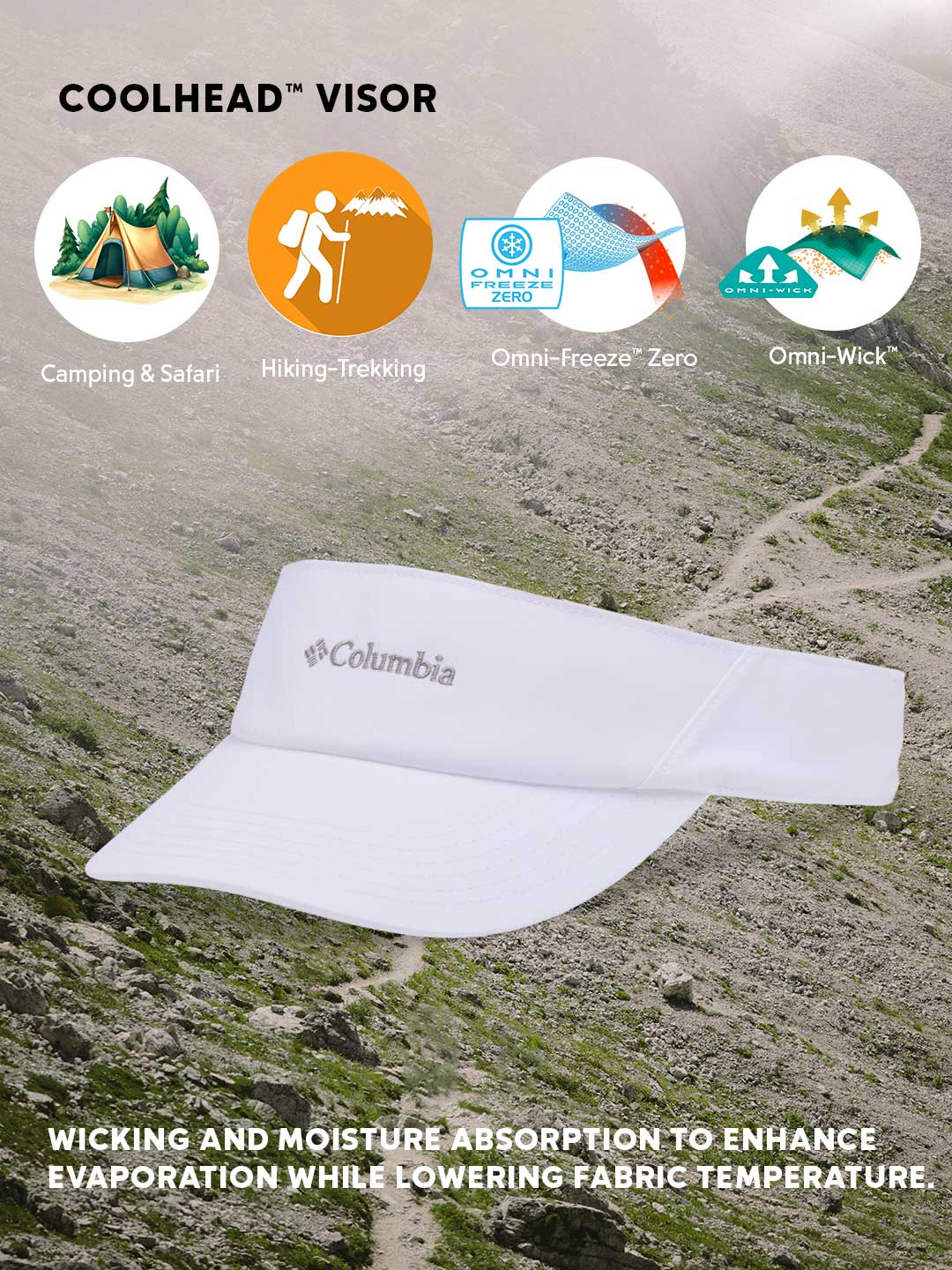 Columbia Unisex Omni-Freeze Coolhead White Visor – Lightweight Sun Protection