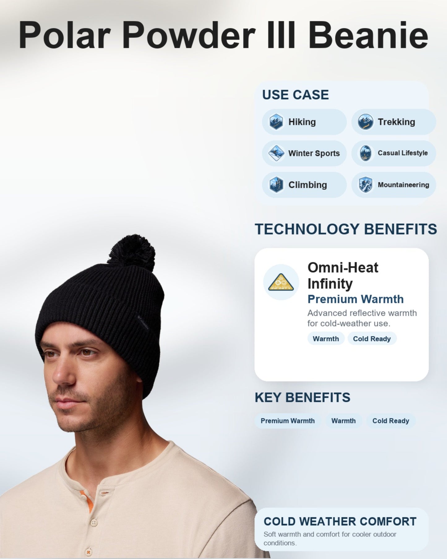 Columbia Unisex Black Omni-Heat Infinity Polar Powder III Beanie
