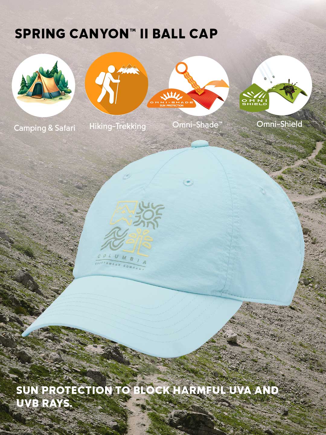 Columbia Unisex Blue Omni-Shade Spring Canyon II Ball Cap for Ultimate Sun Defense