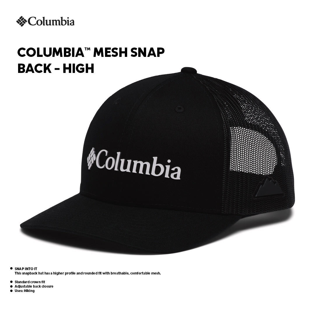 Columbia Unisex Black Mesh Snap Back High Crown Cap