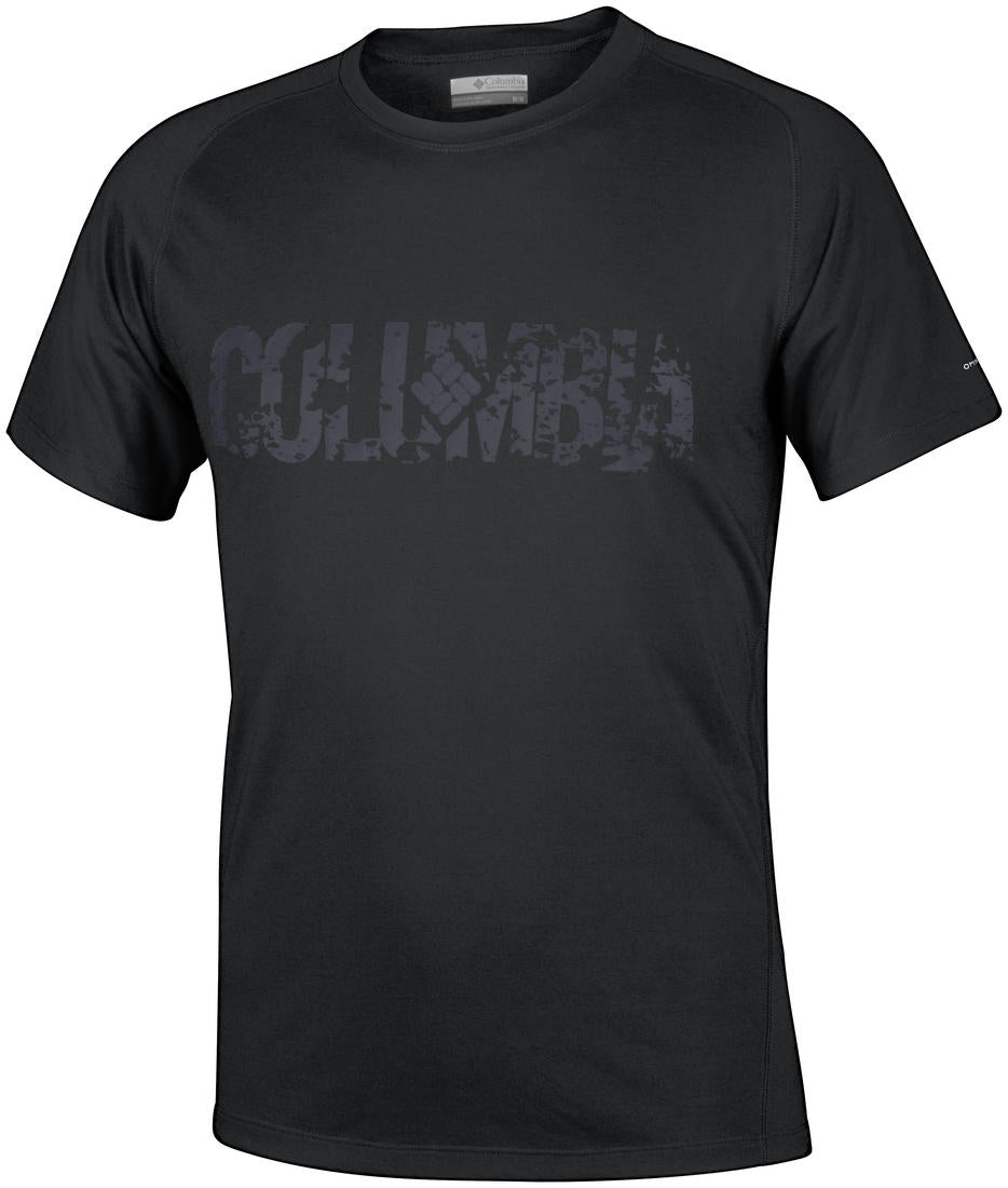 Columbia Men Black Mountain Tech Logo S S Crew (Sun Protection)