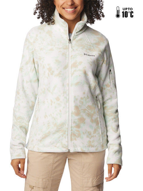 Columbia Women White Fast Trek Printed Fleece Jacket