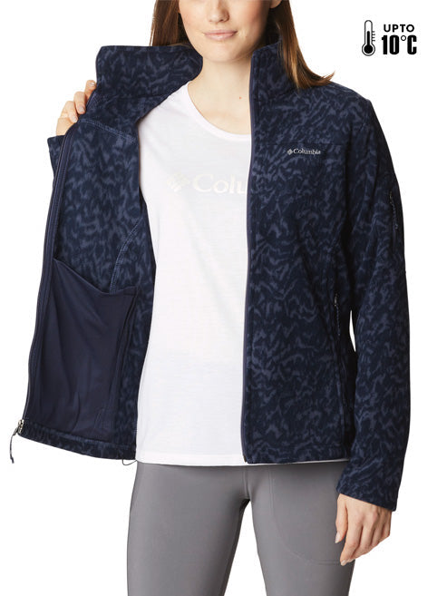 Columbia Women Navy Blue Fast Trek Printed Fleece Jacket
