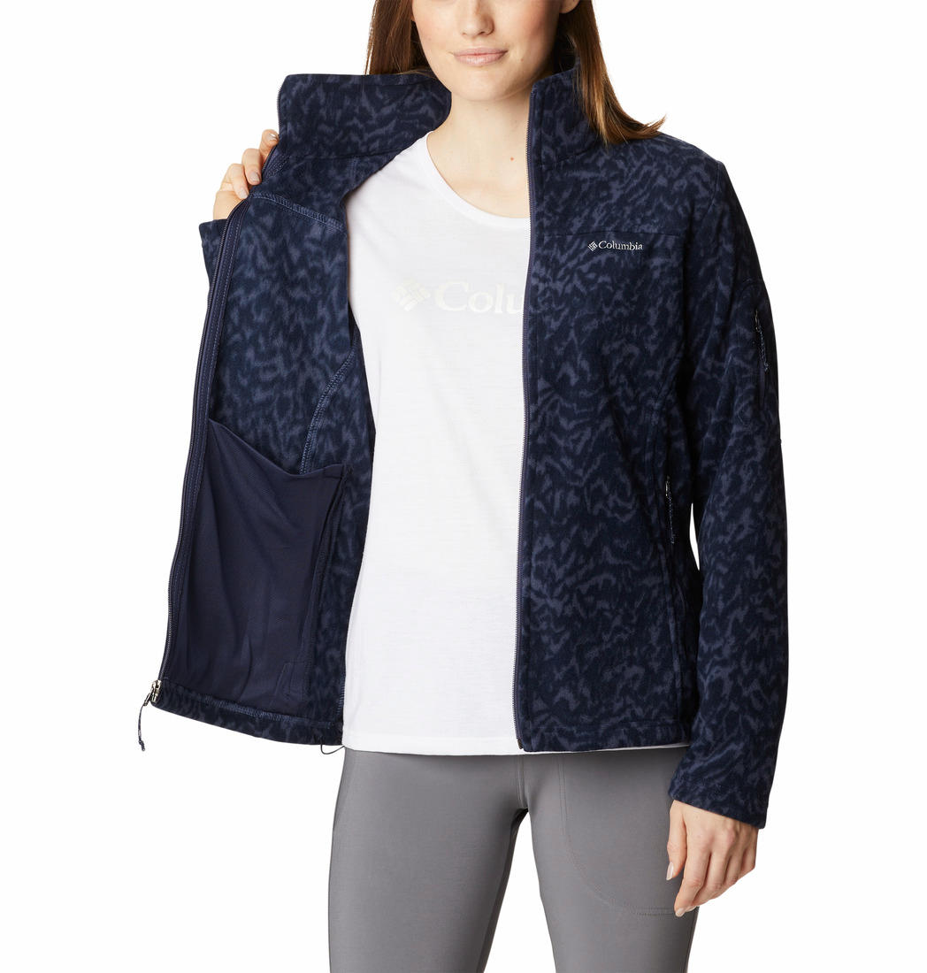 Columbia Women Blue Fast Trek Printed Fleece Jacket