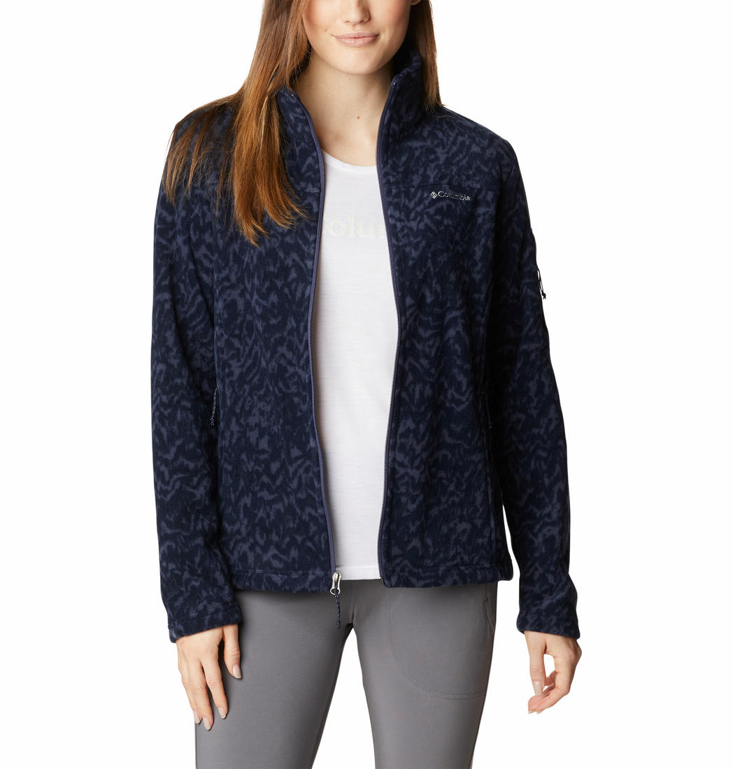 Columbia Women Blue Fast Trek Printed Fleece Jacket