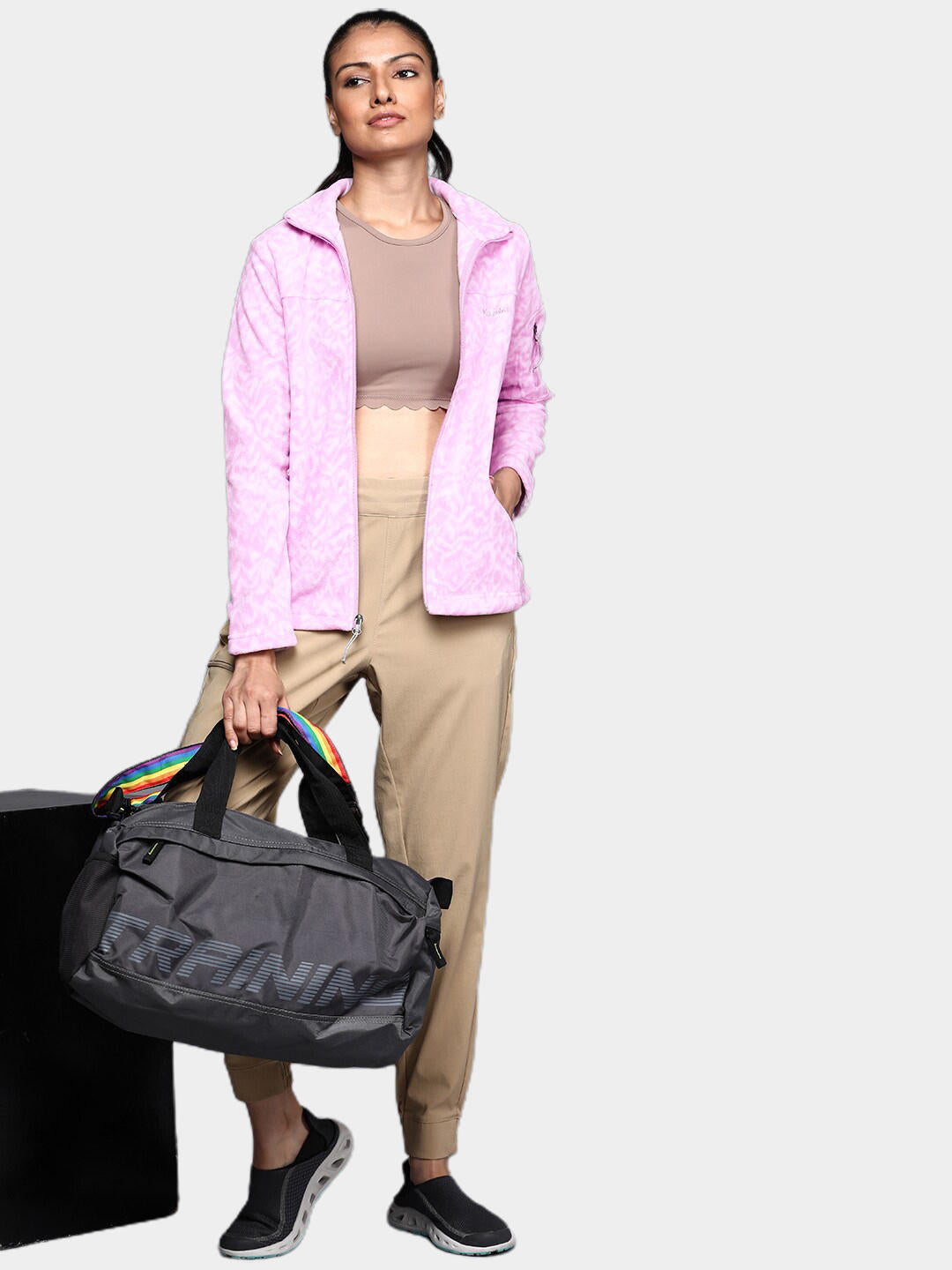 Columbia Women Purple Fast Trek Printed Fleece Jacket