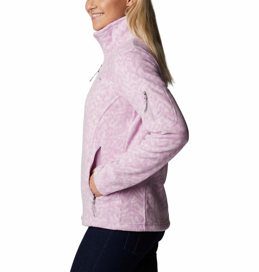 Columbia Women Purple Fast Trek Printed Fleece Jacket
