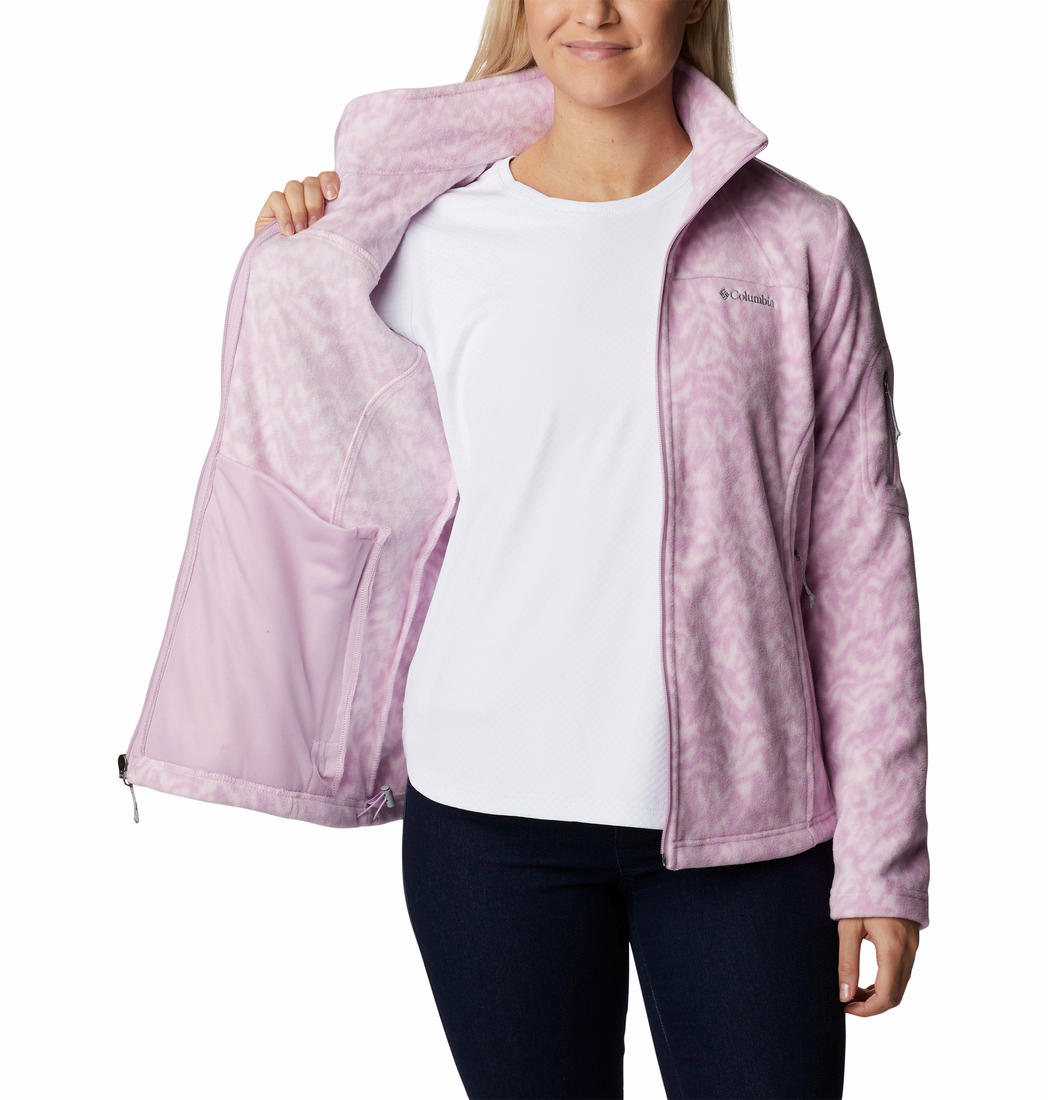 Columbia Women Purple Fast Trek Printed Fleece Jacket