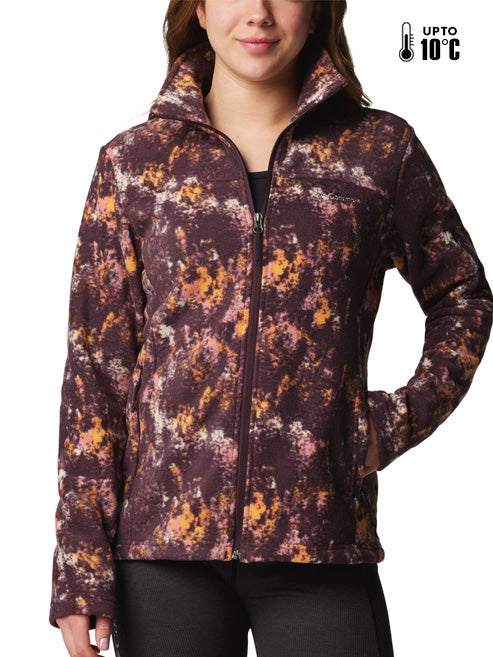 Columbia Women Red Fast Trek Printed Fleece Jacket