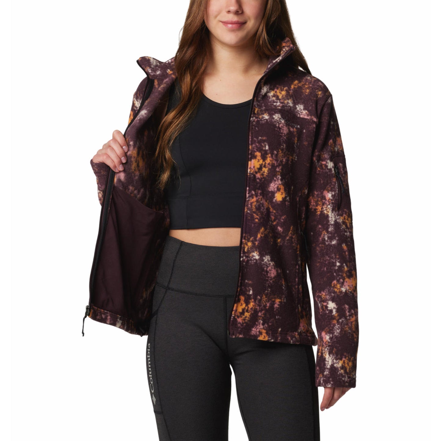 Columbia Womens Red Fast Trek Printed Jkt