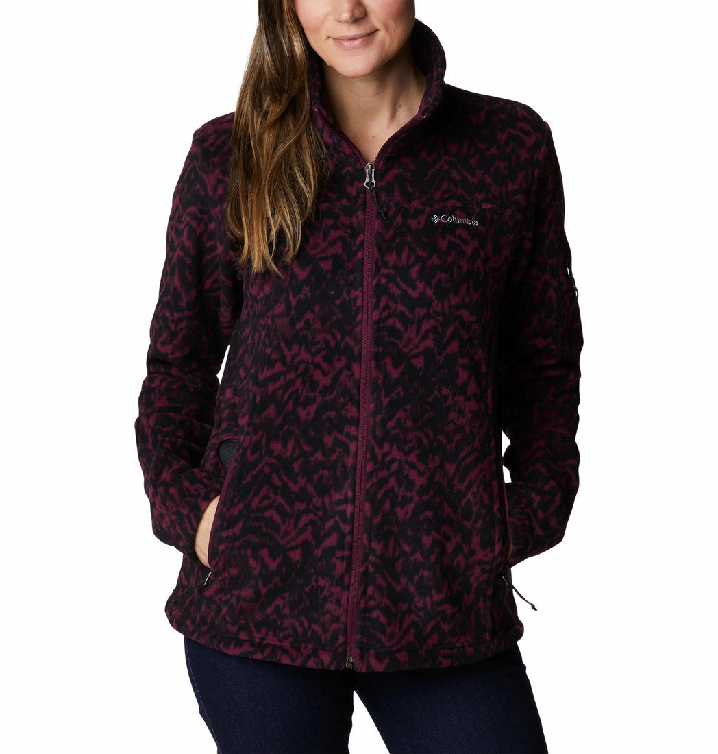 Columbia Women Maroon Fast Trek Printed Fleece Jacket
