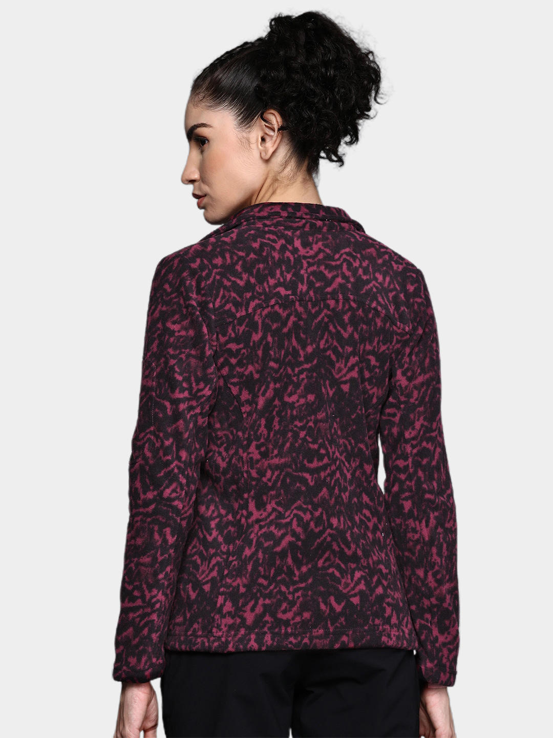 Columbia Women Maroon Fast Trek Printed Fleece Jacket