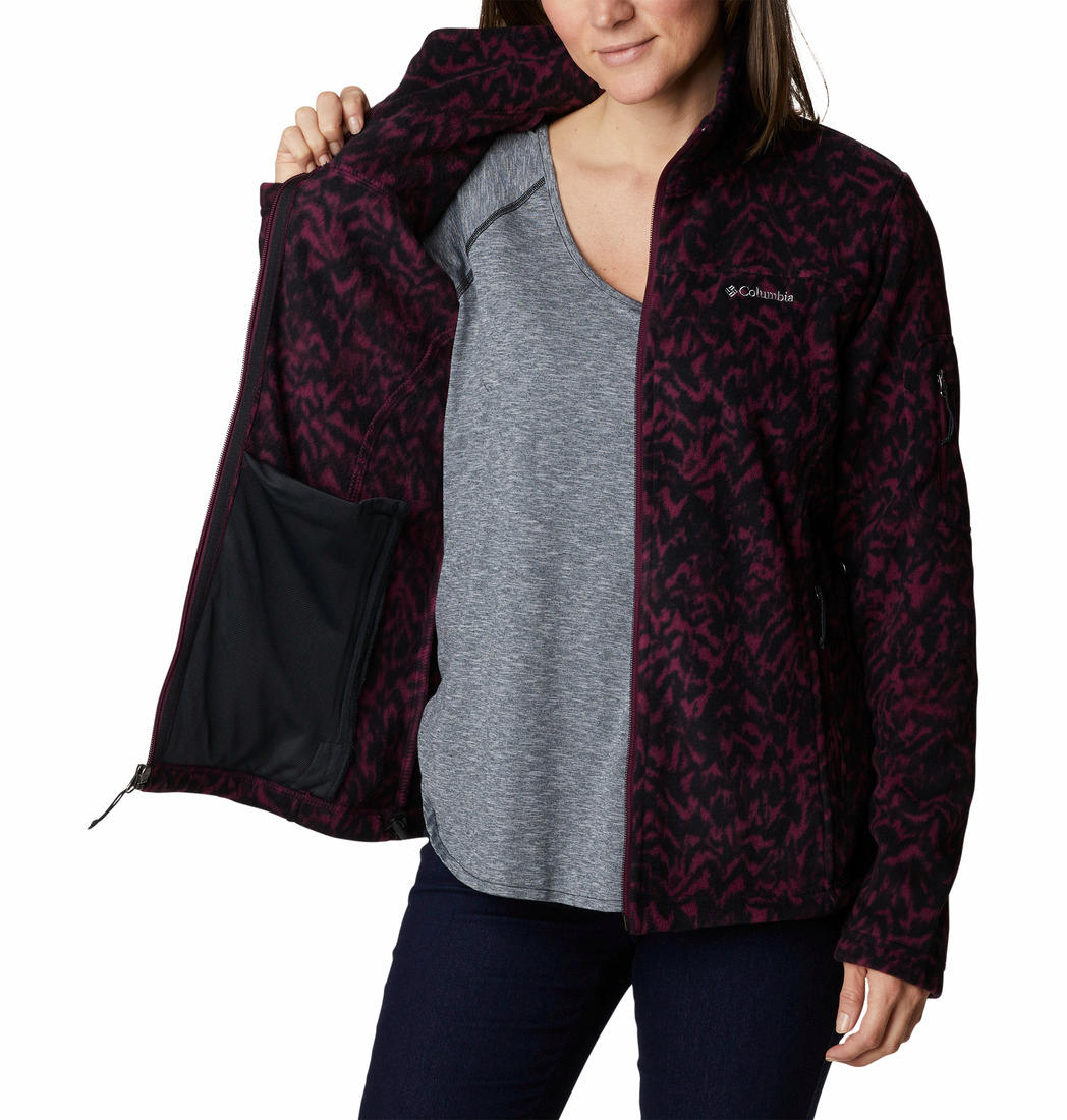 Columbia Women Maroon Fast Trek Printed Fleece Jacket