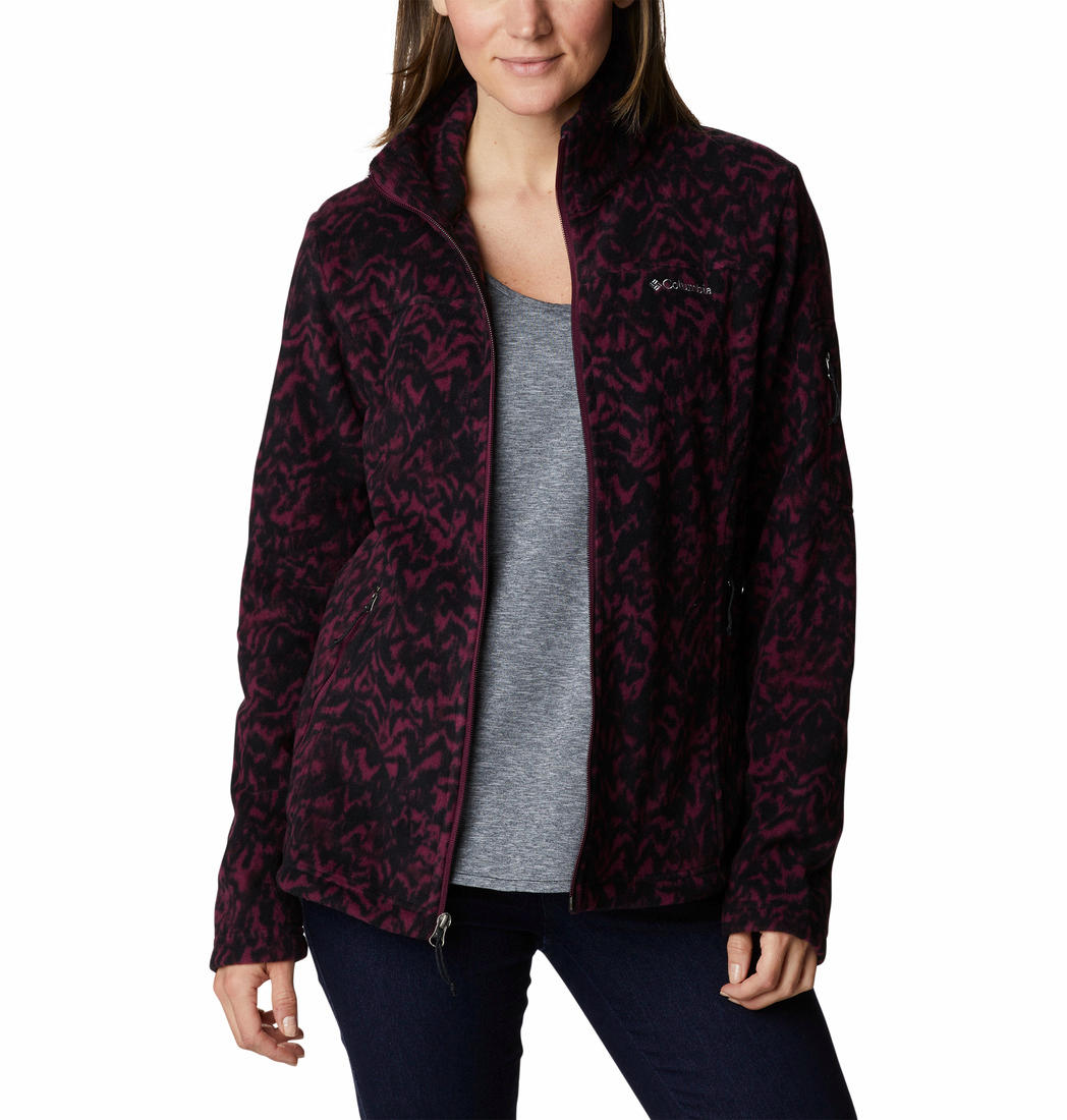 Columbia Women Maroon Fast Trek Printed Fleece Jacket