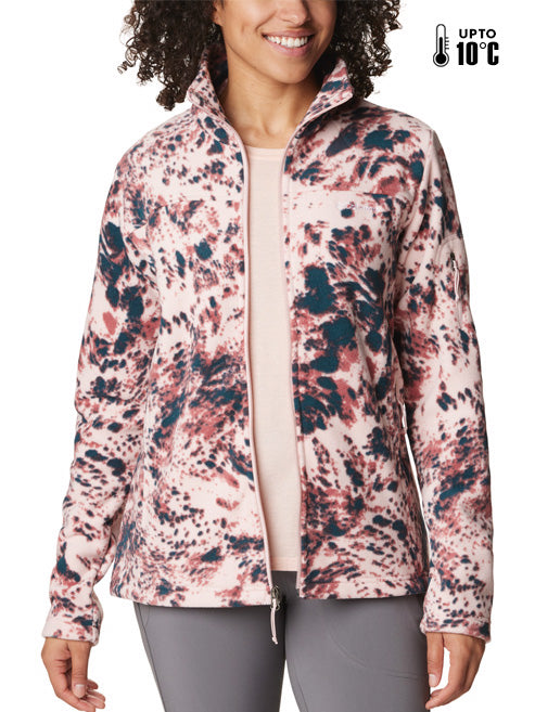 Columbia Women Pink Fast Trek Printed Fleece Jacket