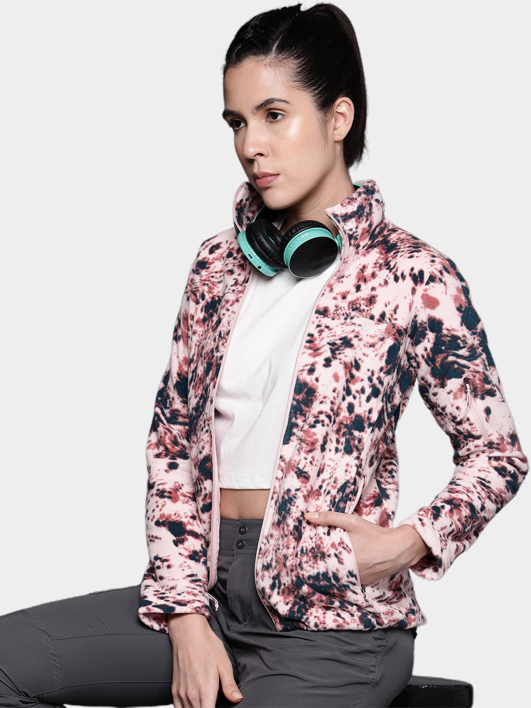 Columbia Women Multi Fast Trek Printed Fleece Jacket