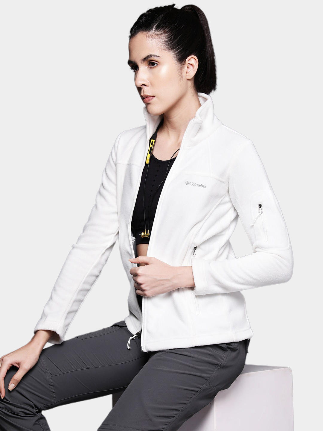 Columbia Women White Fast Trek II Fleece Jacket