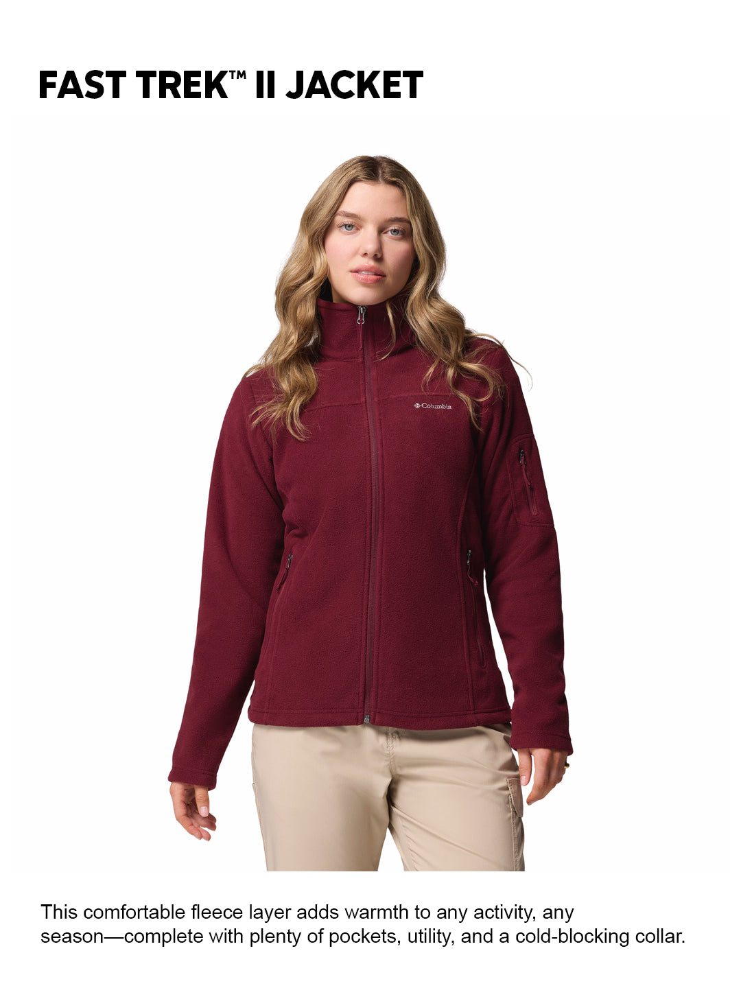 Columbia Women Maroon Fast Trek II Fleece Jacket