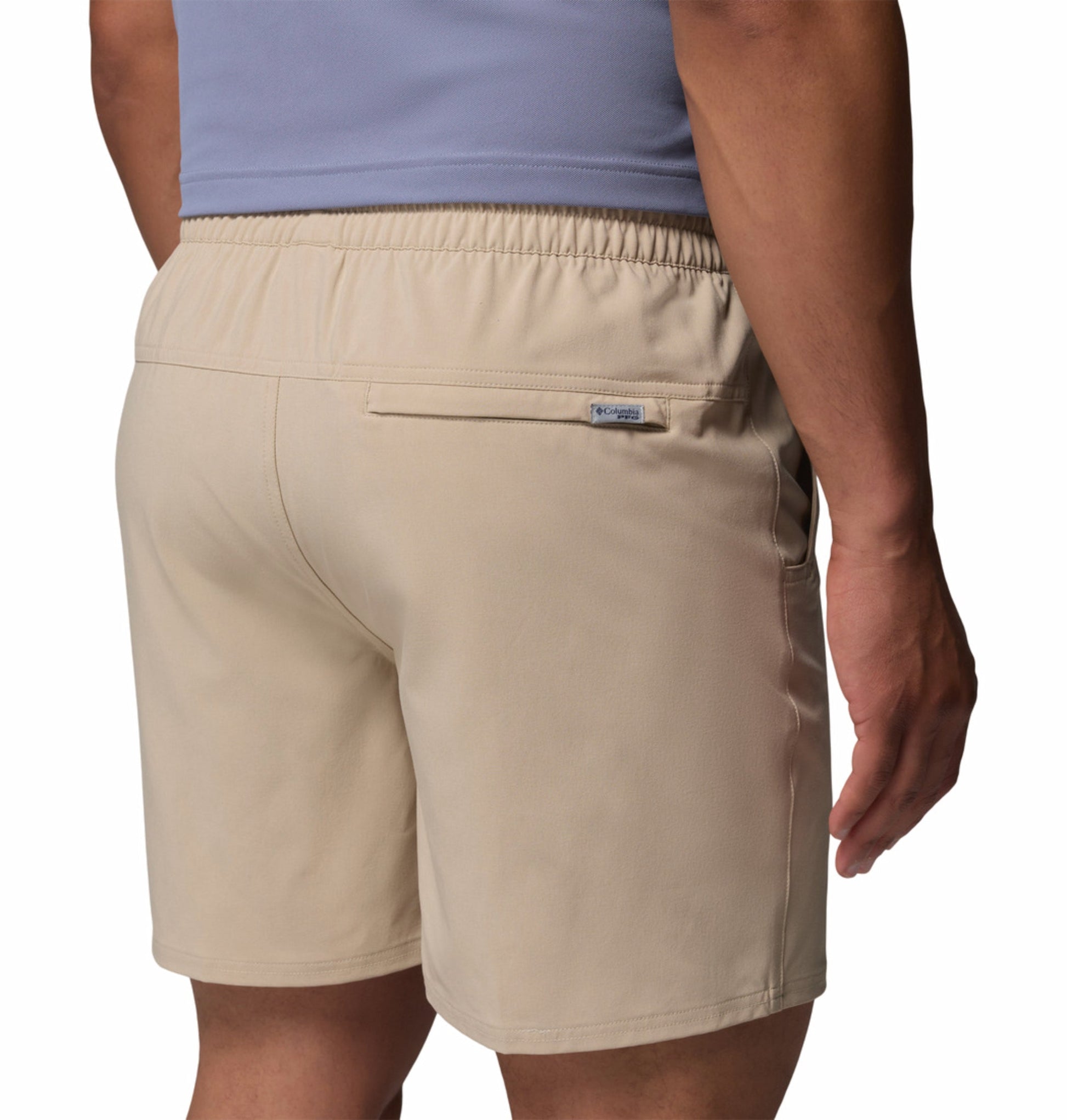 men beige omni shade terminal roamer stretch shorts