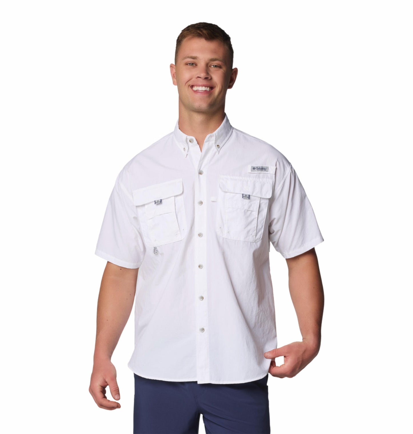 Columbia Mens White Omni-Shade Bahama II Short Sleeve Shirt