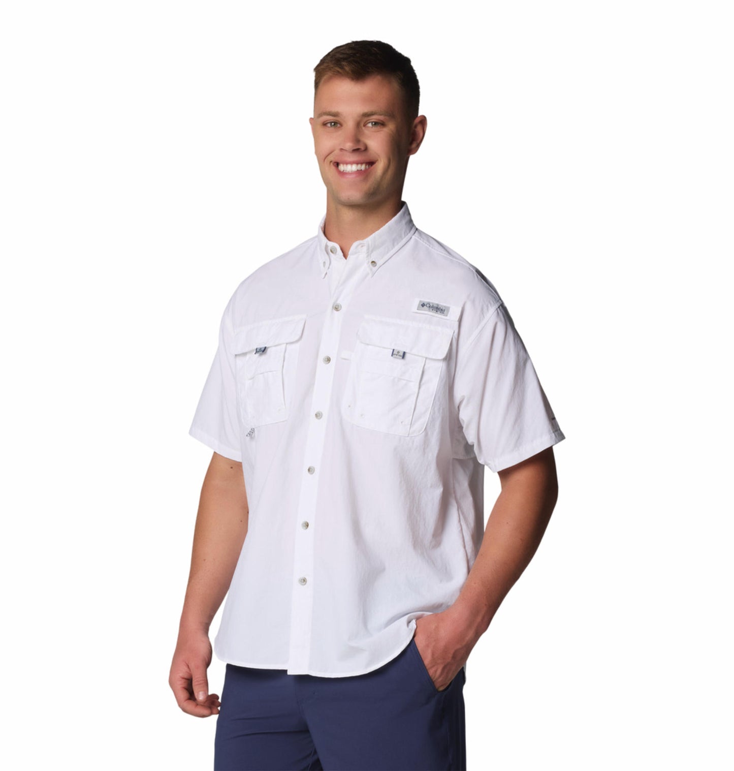 Columbia Mens White Omni-Shade Bahama II Short Sleeve Shirt