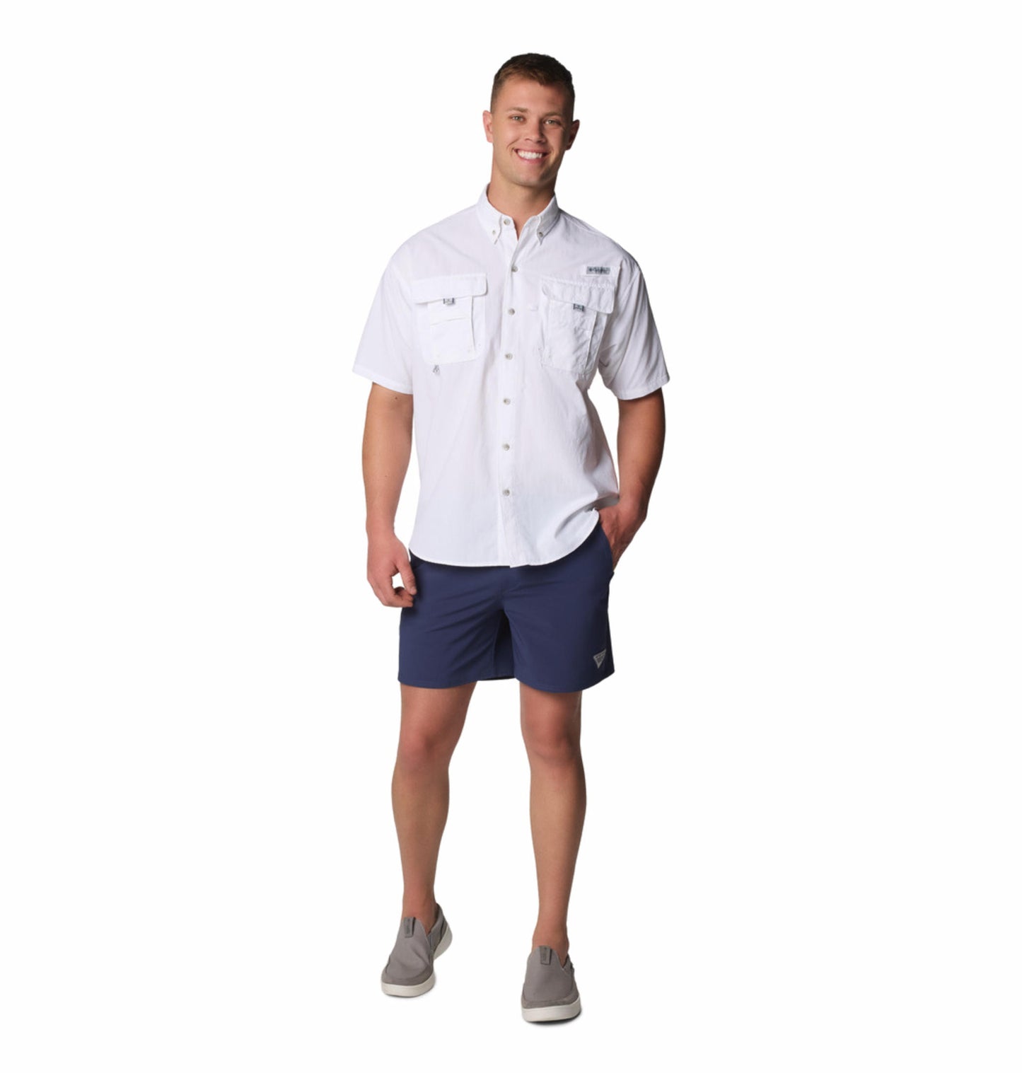 Columbia Mens White Omni-Shade Bahama II Short Sleeve Shirt