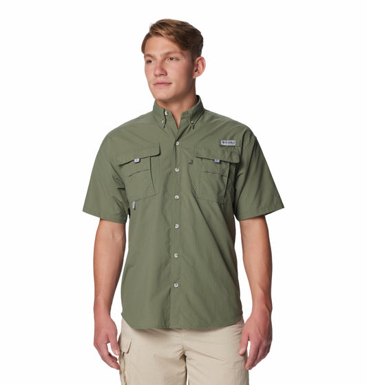 Columbia Mens Olive Omni-Shade Bahama II Short Sleeve Shirt