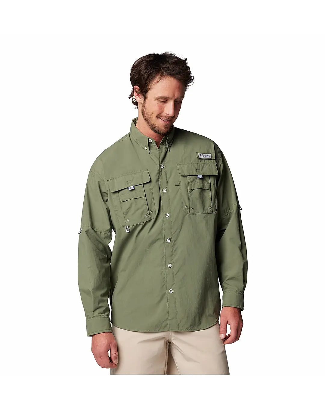 Columbia Men Green Bahama II S/S Shirt (Sun Protection)