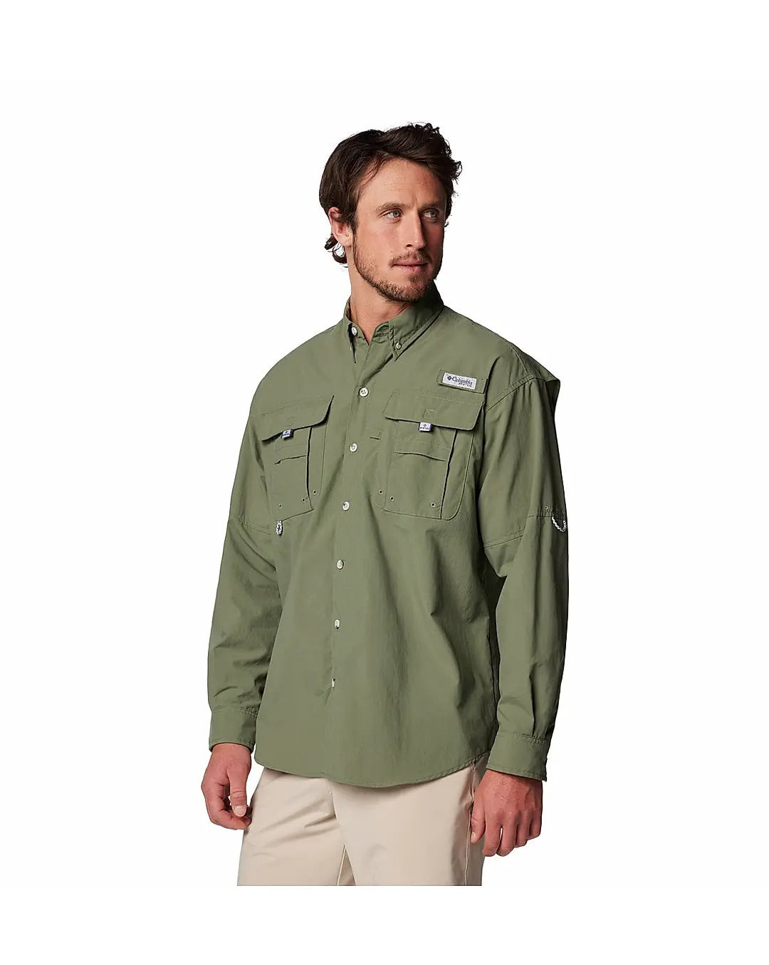Columbia Men Green Bahama II S/S Shirt (Sun Protection)