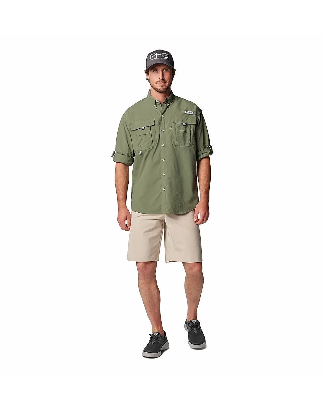 Columbia Men Green Bahama II S/S Shirt (Sun Protection)