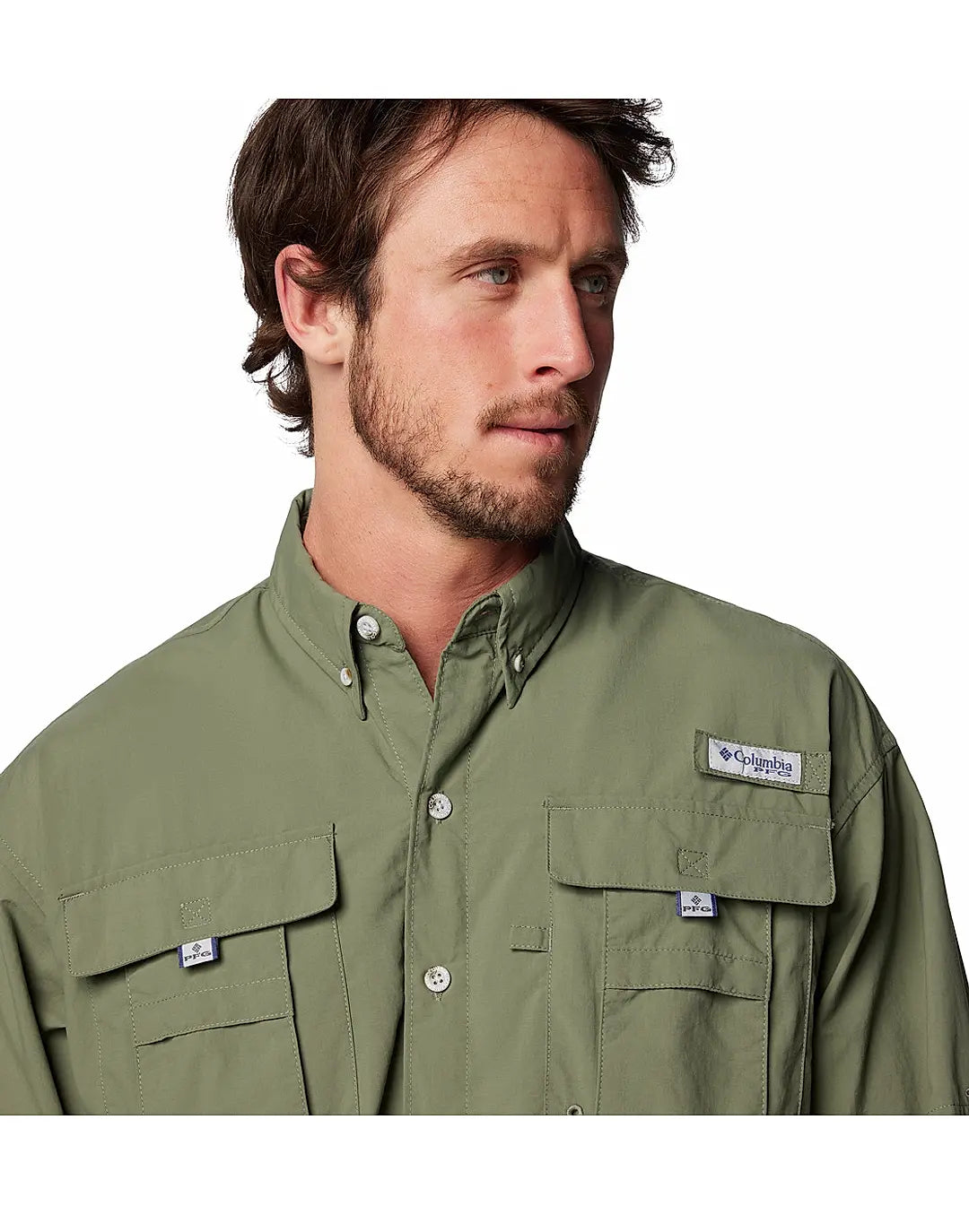 Columbia Men Green Bahama II S/S Shirt (Sun Protection)