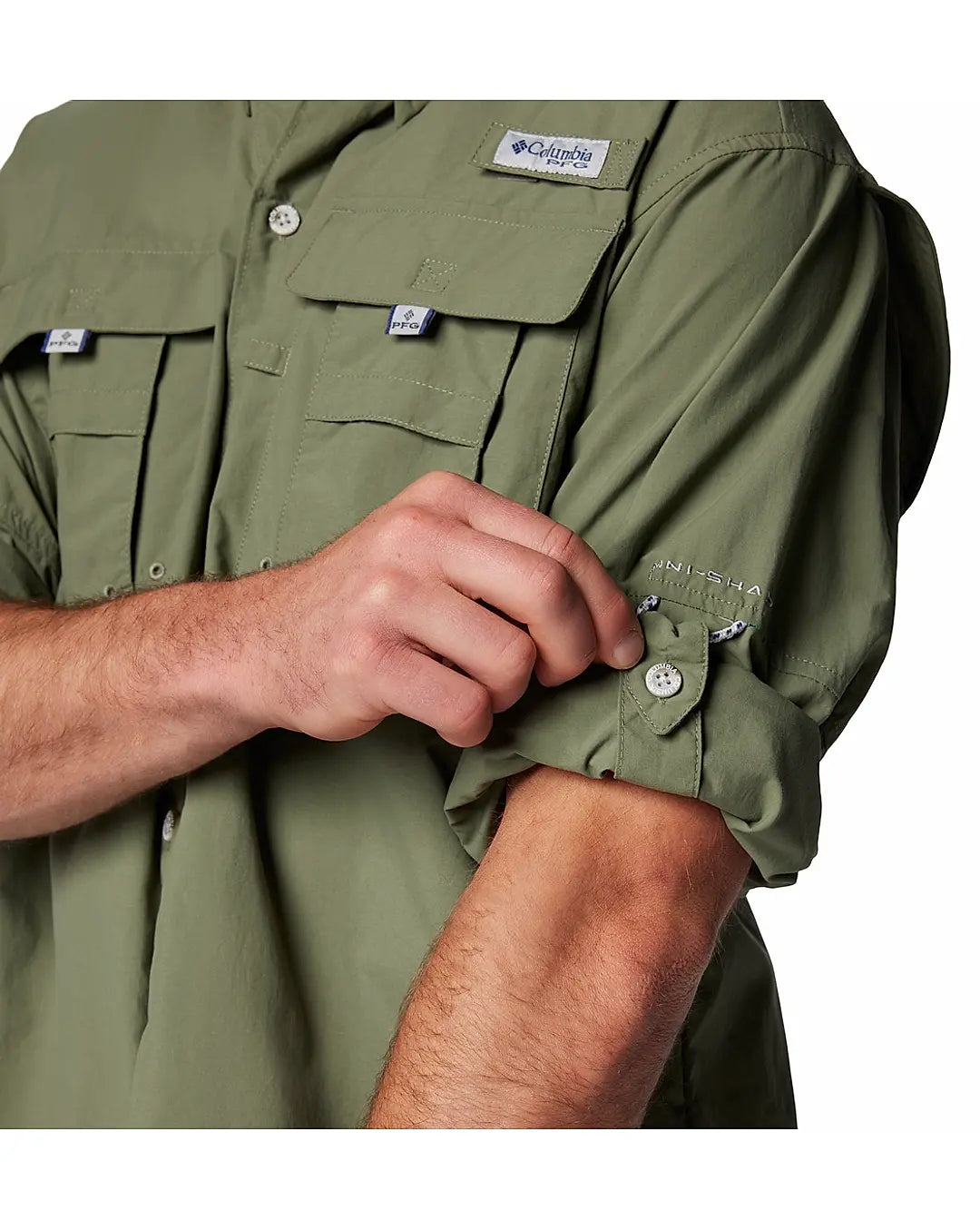 Columbia Men Green Bahama II S/S Shirt (Sun Protection)
