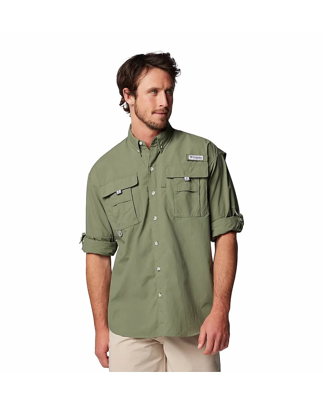 Columbia Men Green Bahama II S/S Shirt (Sun Protection)
