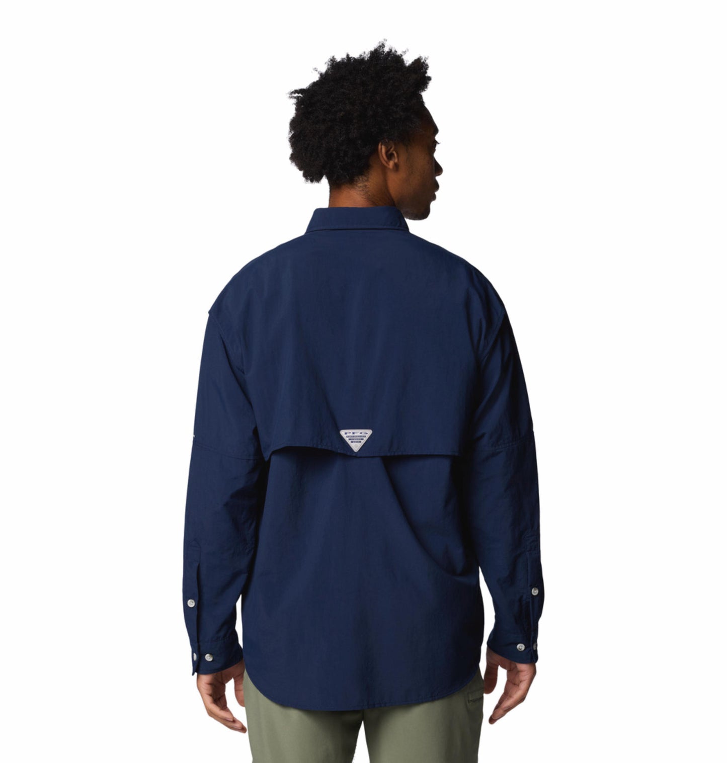 Columbia Mens Navy Blue Omni-Shade Broad Spectrum Bahama II Long Sleeve Shirt