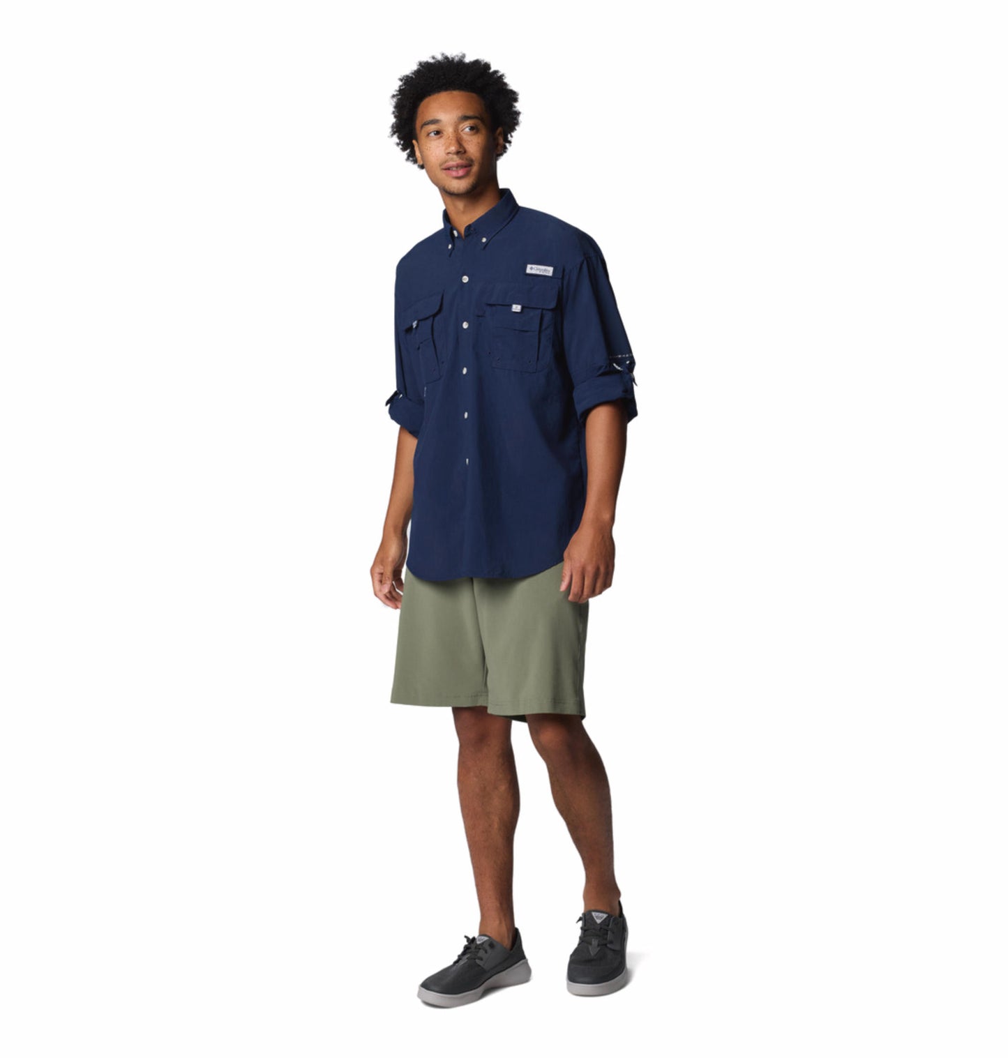 Columbia Mens Navy Blue Omni-Shade Broad Spectrum Bahama II Long Sleeve Shirt